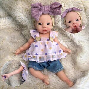 11Inch Full Body Silicone Reborn Baby DollEyes Open Realistic Lifelike Baby Girl